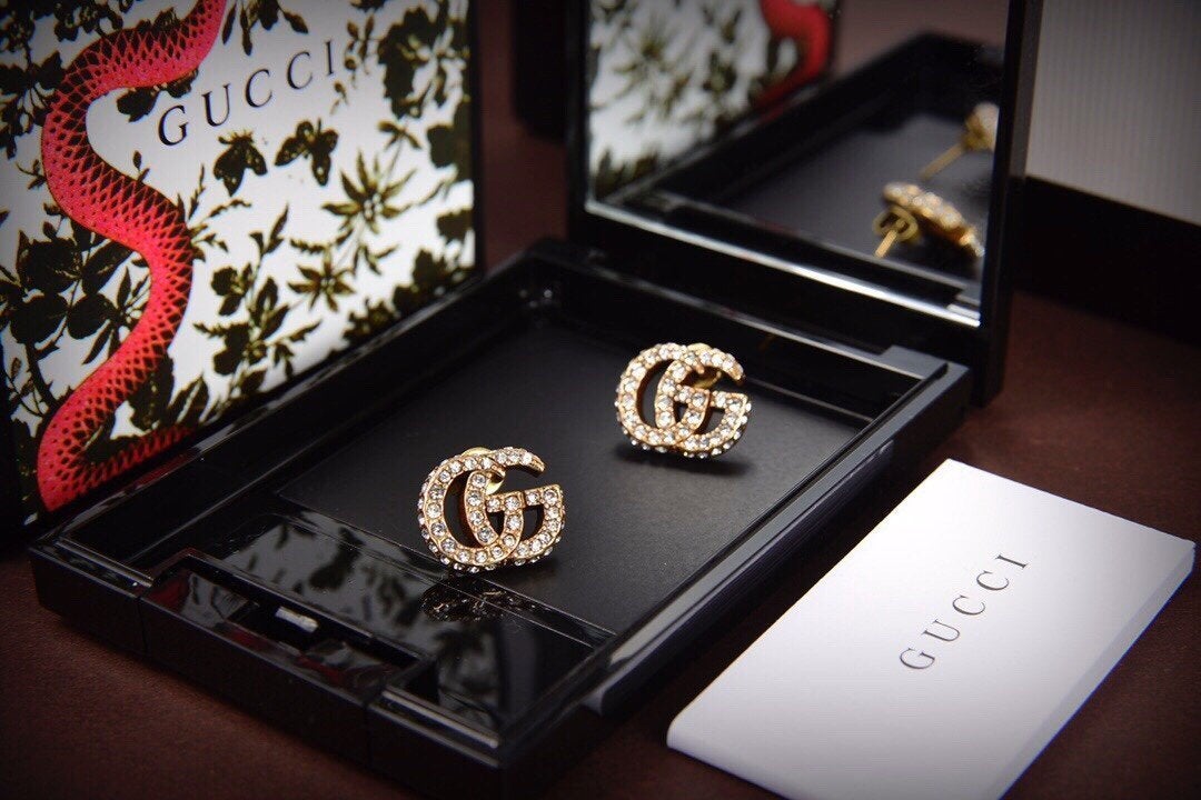 2025 Luxury Rhinestone Double G Stud Earrings