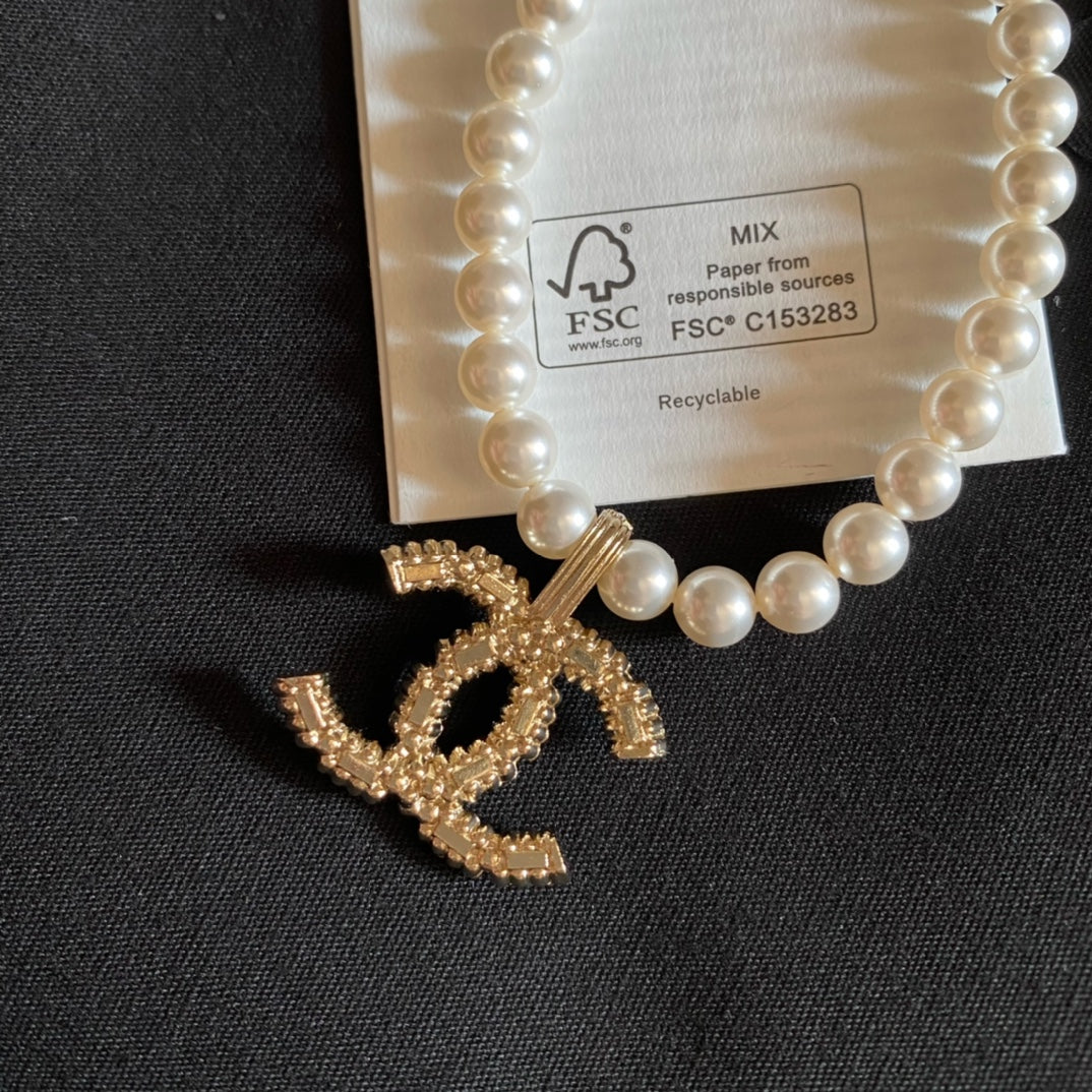 2025 Double Pendant Pearl Necklace