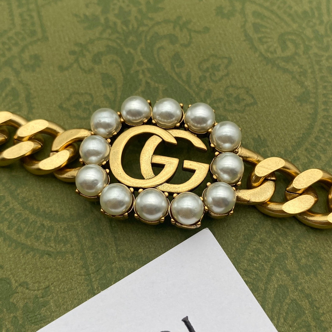 2025 Pearl Letter Bracelet Necklace Set