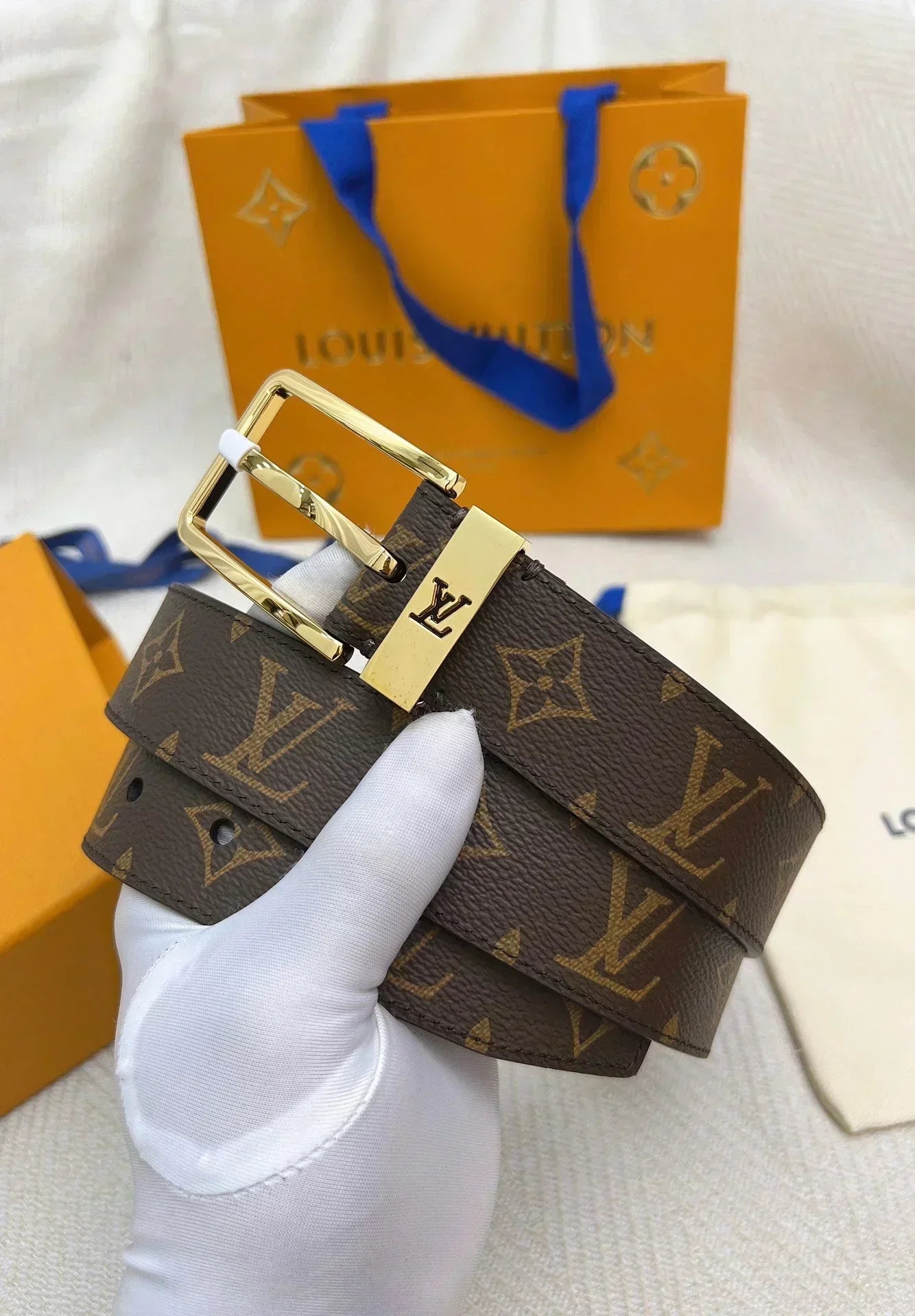 2025 Double-sided imported special fabric electroplated copper buckle belt 3.5cM