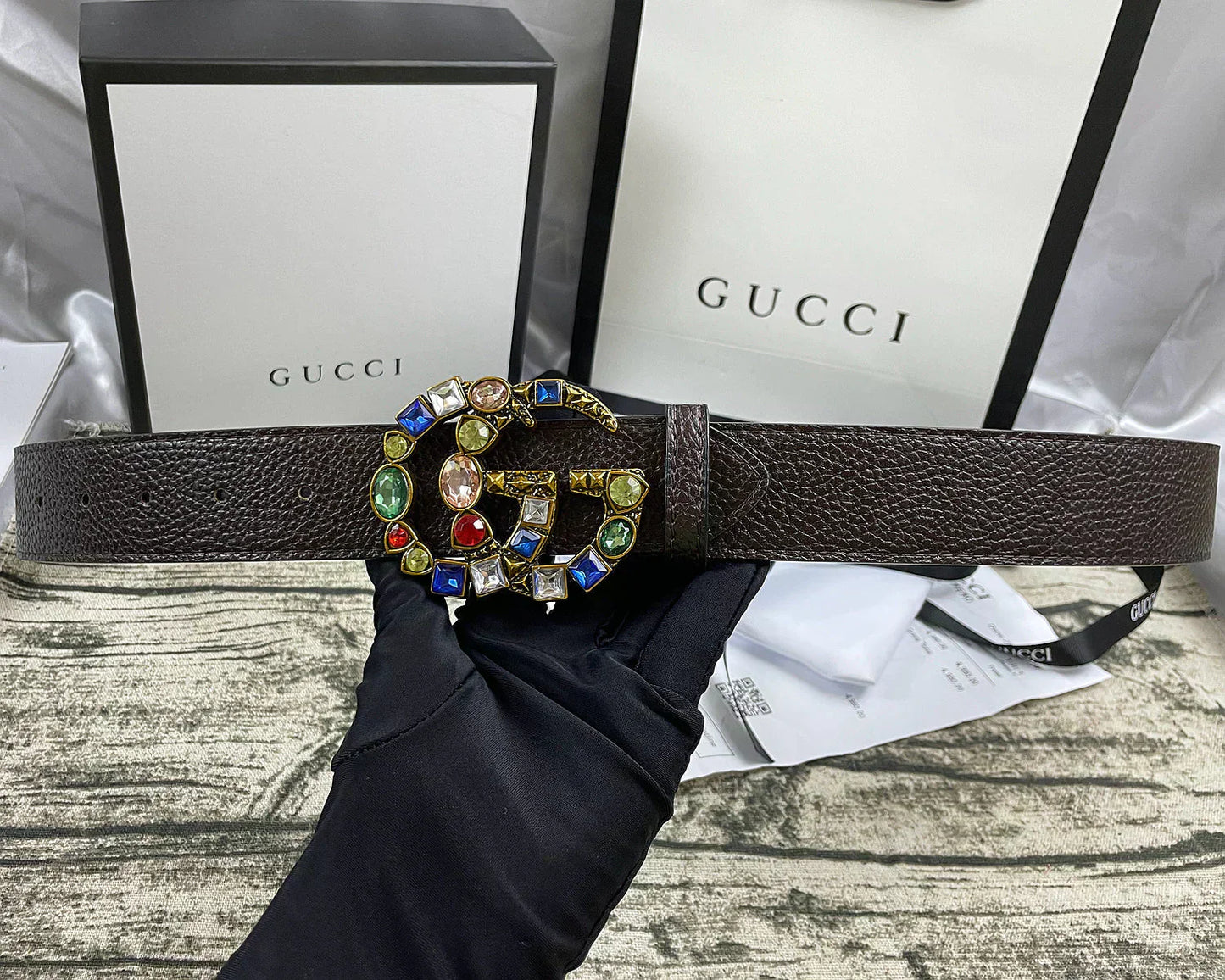 2025 belt 4 Colors seven-color rhinestone double-sided lychee pattern belt