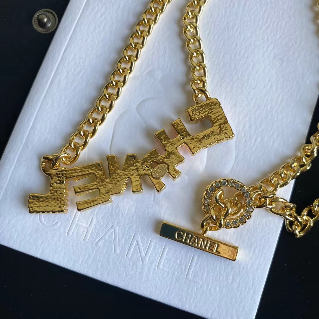 2025 Fashion Colorful Crystal Letter Necklace and Bracelet