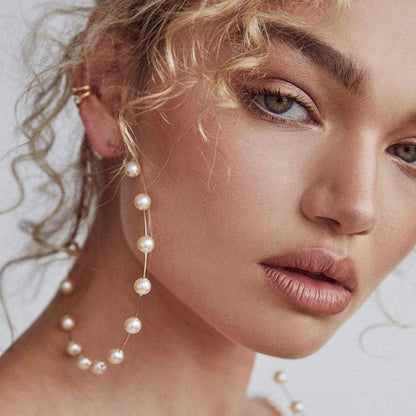 simple pearl big circle earrings earrings