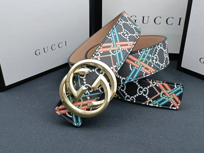 2025 3 Colors double G stripe calico belt