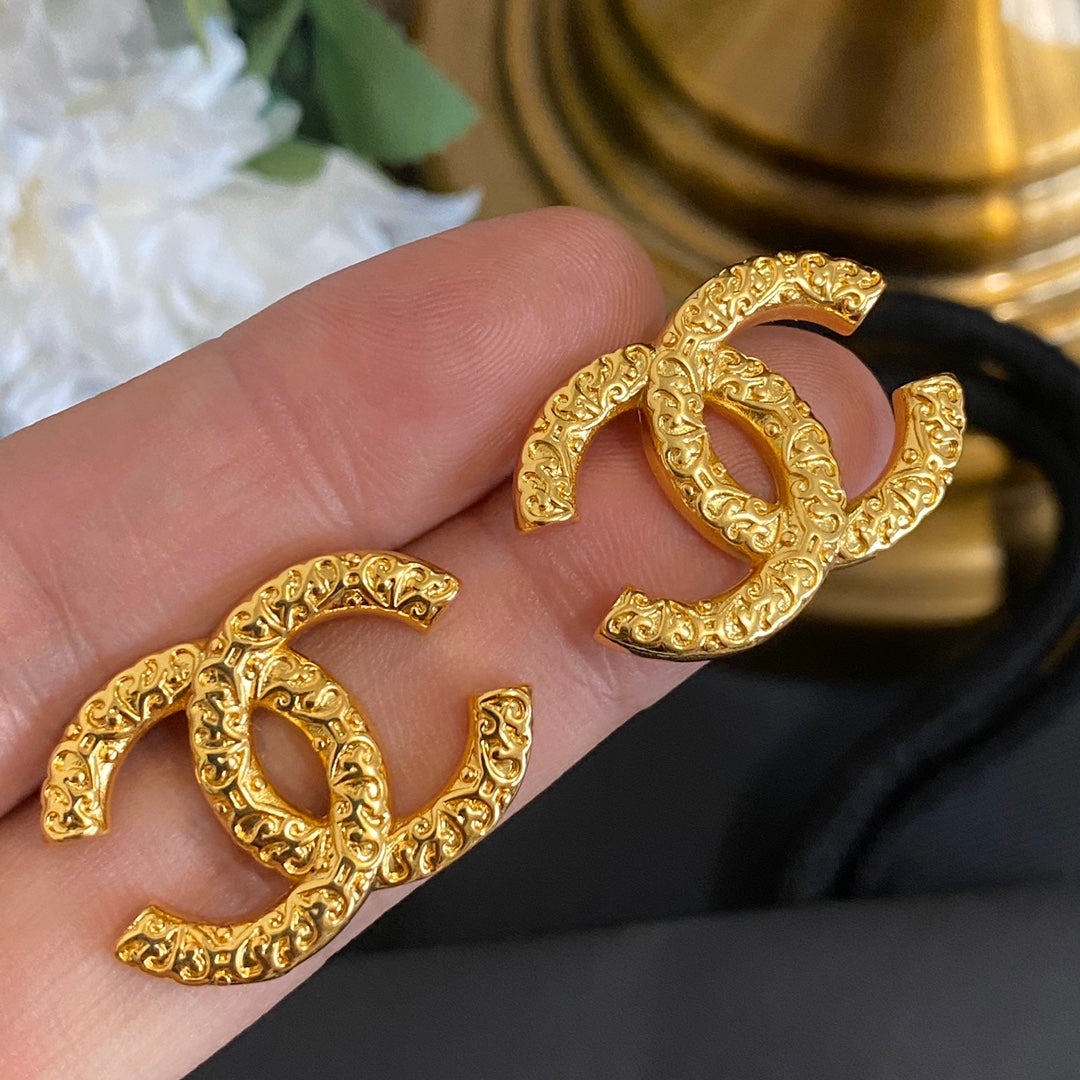 2025 Premium Textured Letter Stud Earrings