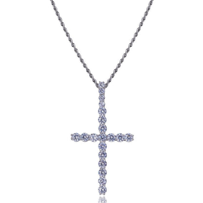 2025 Micro Paved Zircon Hip Hop Anka Key Cross Hip Hop Pendant Necklace