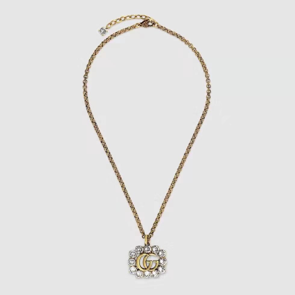 2025 Retro Distressed Crystal Necklace with Diamonds Necklace