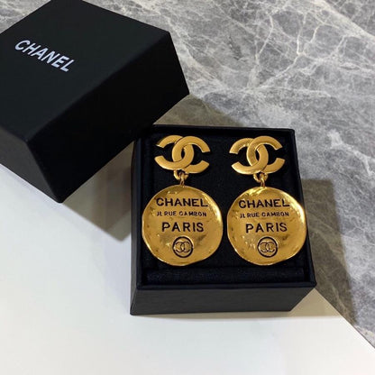 2025 Vintage brass engraving pendant earrings