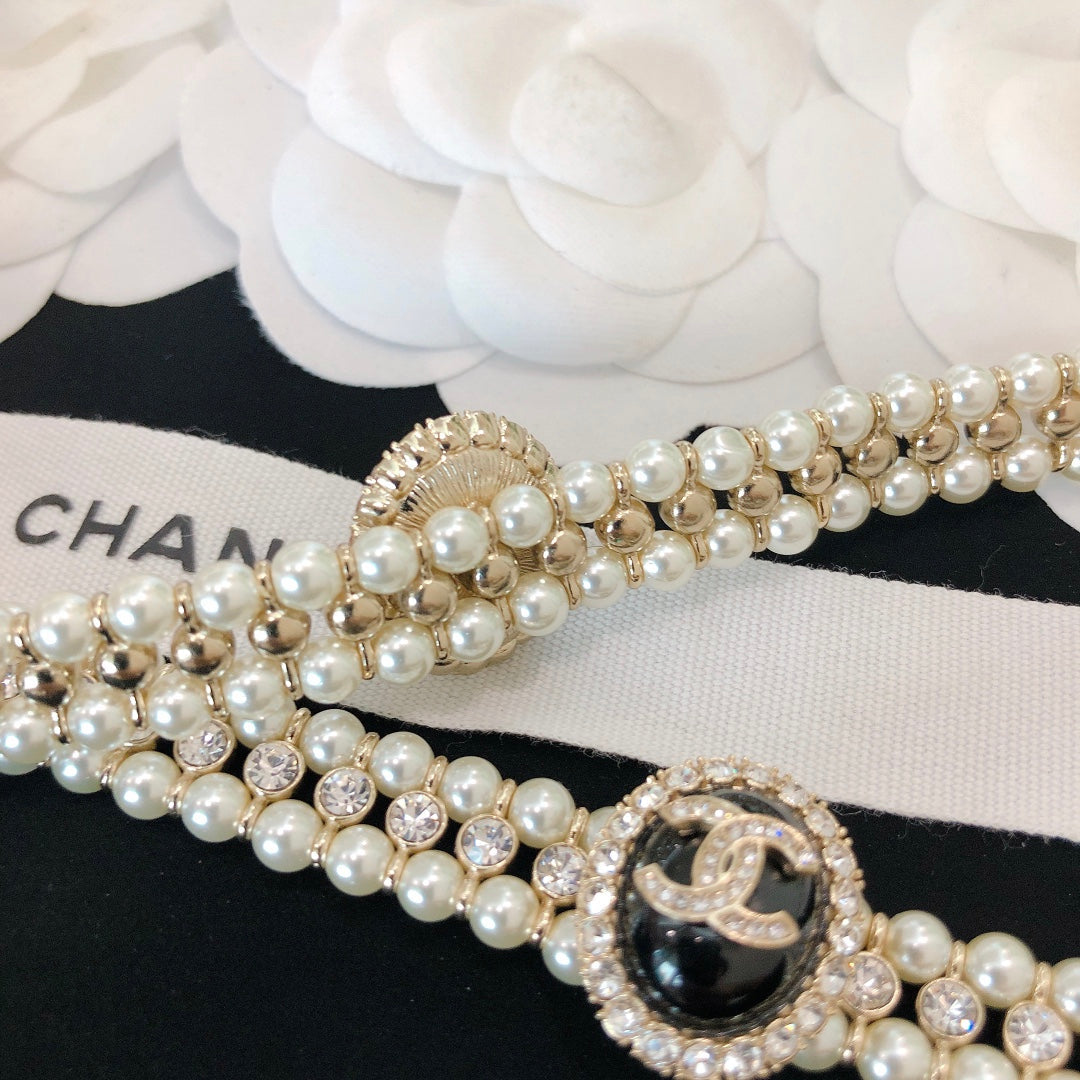 2025 Fashion Alphabet Rhinestone Pearl Necklace