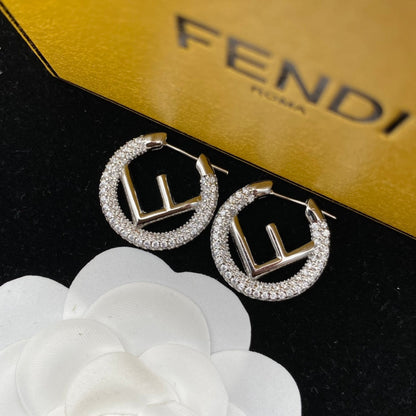 2025 Elegant rhinestone round letter earrings