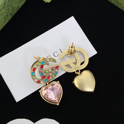 2025 Fashion Double Heart rhinestone earrings