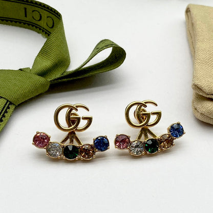 2025 Stylish Double Color rhinestone earrings