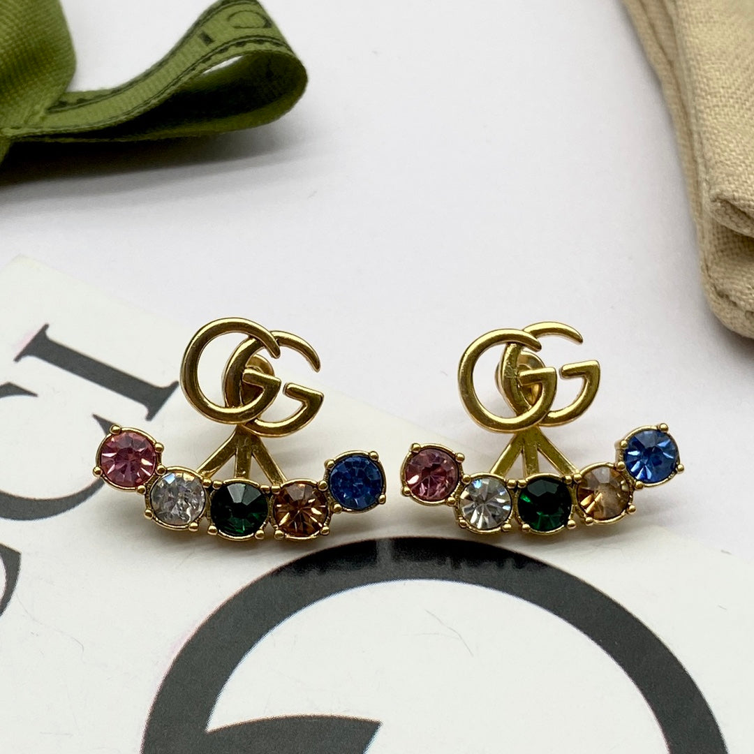 2025 Stylish Double Color rhinestone earrings