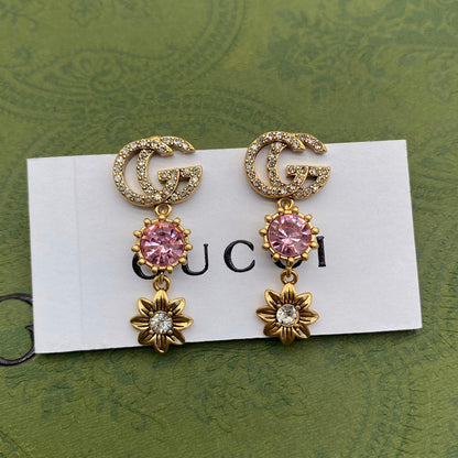 2025 Fashion Double Flower Pendant Earrings