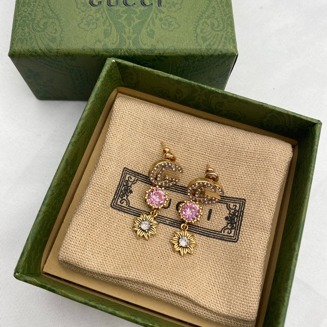 2025 Fashion Double Flower Pendant Earrings