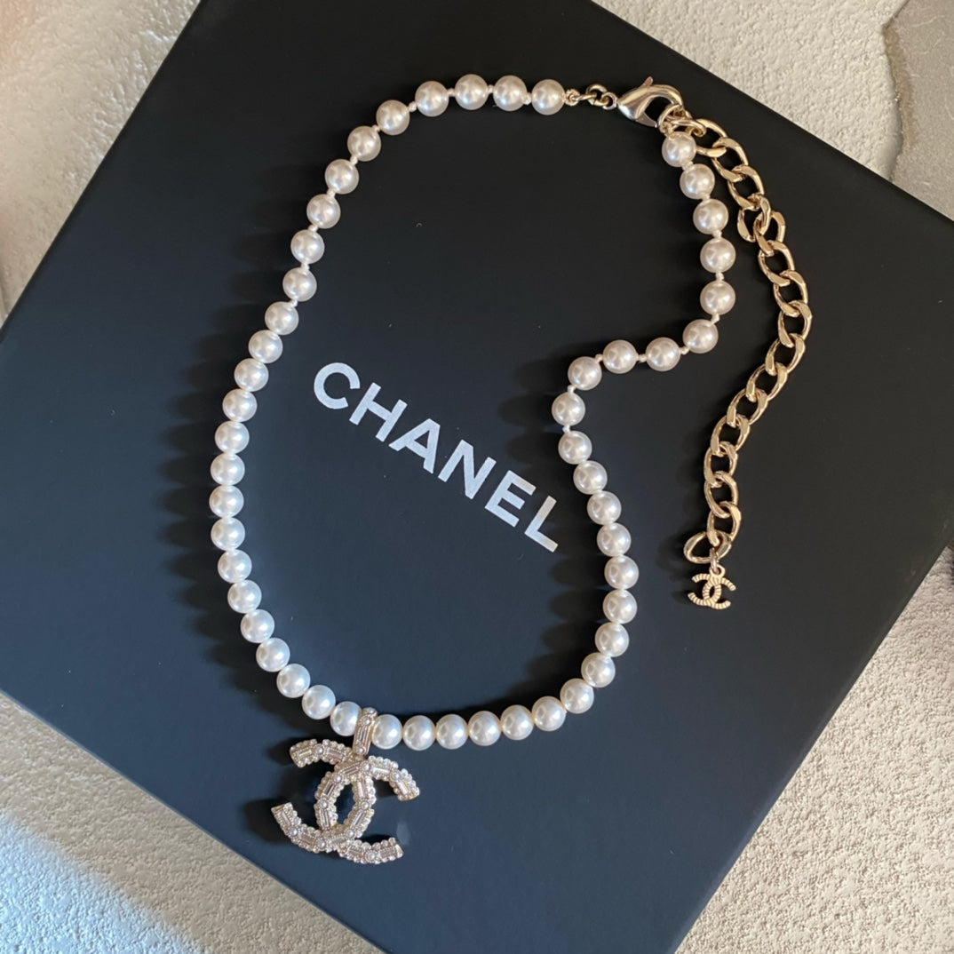 2025 Double Pendant Pearl Necklace
