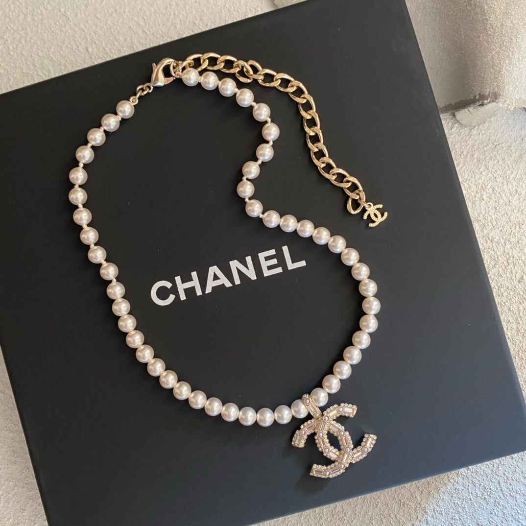 2025 Double Pendant Pearl Necklace