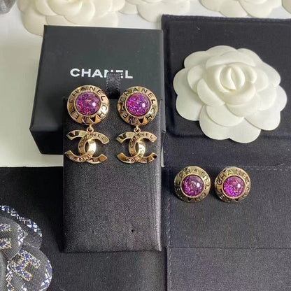 2025 Fashion CC Round Rhinestone Dangle Earrings