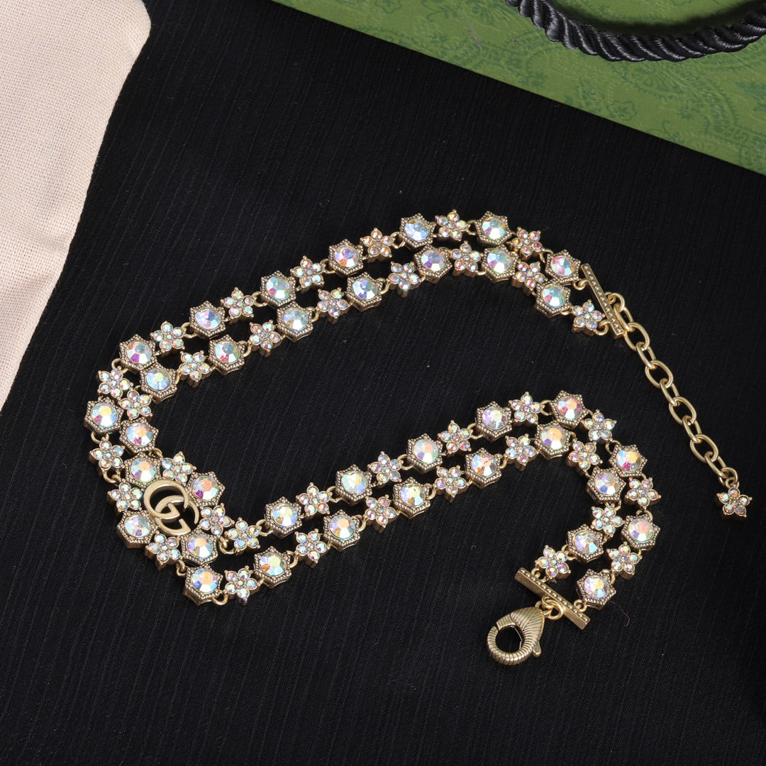 2025 Fashion CC Rhinestone Charm Necklace