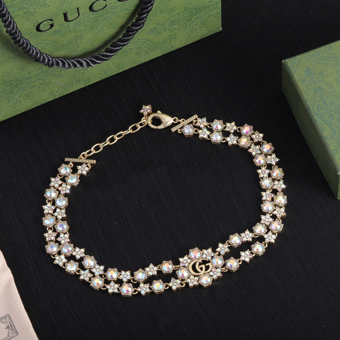 2025 Fashion CC Rhinestone Charm Necklace
