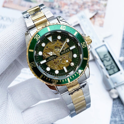 2026 Hottest Selling Item! 🔥🔥 Stylish mechanical men's watch with a mineral crystal glass face. The watch features a transparent skeleton design, simple yet elegant, showcasing every detail perfectly.
