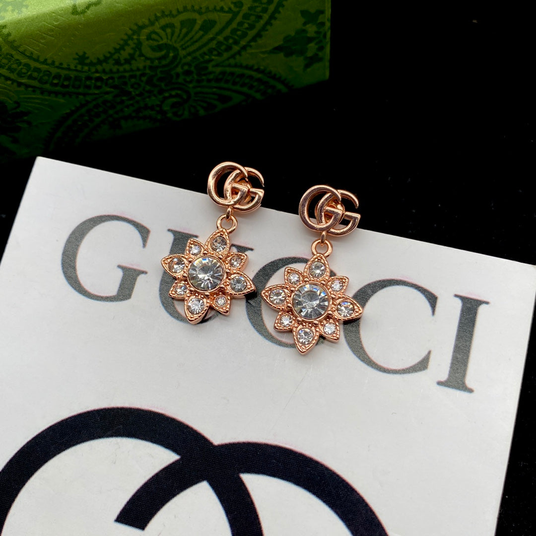2025 Crystal Diamond Flowers Letters Earrings