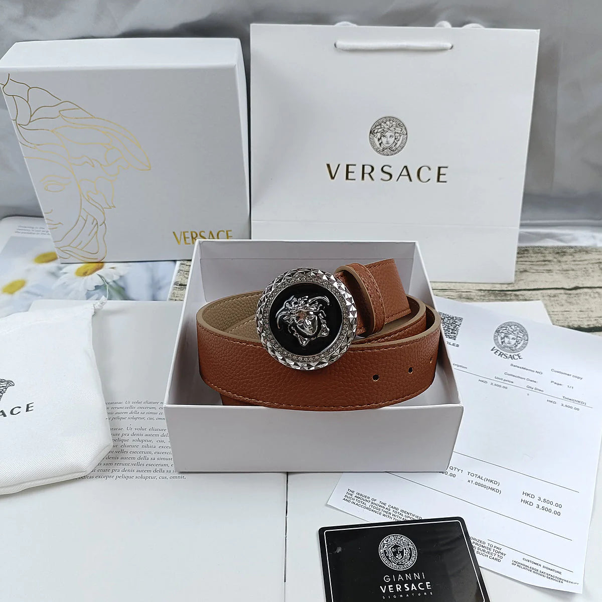 2025 4 Colors  lion head double-sided lychee pattern belt