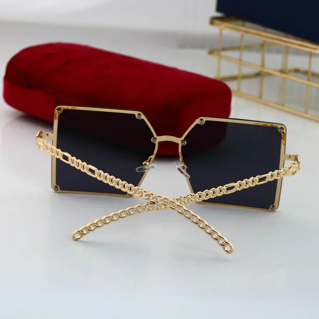 2025 Large frame rimless metal sunglasses