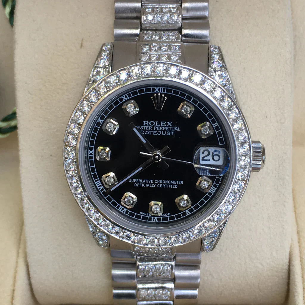 2026 Watch Datejust 31mm Midsize Stainless Steel Diamond Dial Lugs Gold Bezel