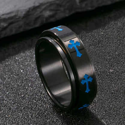 Titanium steel ring cross ring earrings