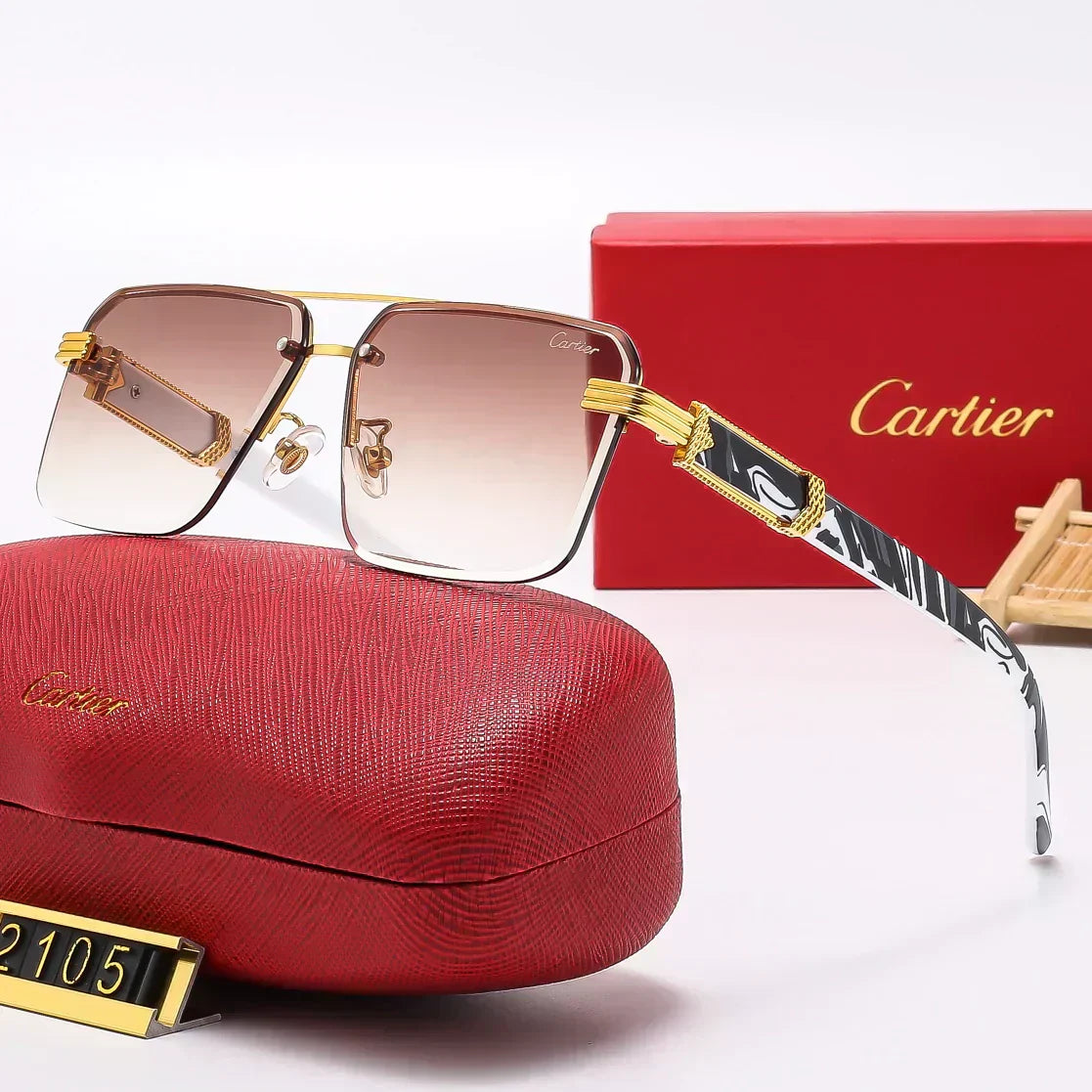 2025 Square stylish frameless sunglasses 2105