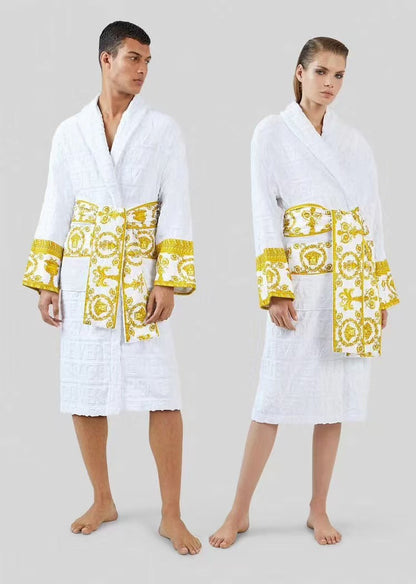 2025 pure cotton bathrobe absorbent four seasons wearable nightgown unisex T-shirt