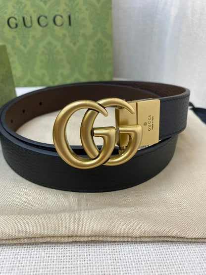 2025 Double-sided imported top-layer cowhide lychee pattern belt, black and coffee, width 3.0