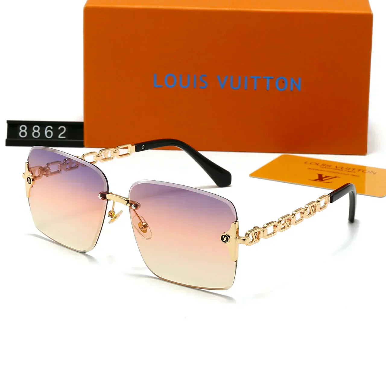 2025 Frameless metal large frame sunglasses
