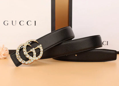 2025 2 Styles   Double G Rhinestone Belt