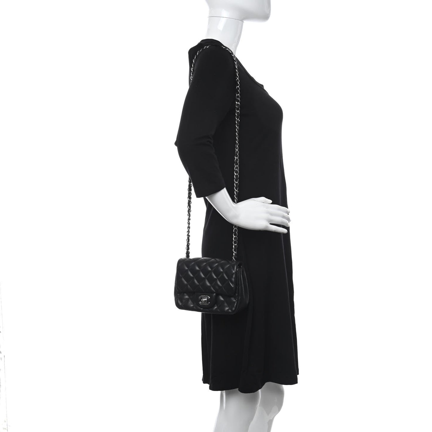 2025 Bag Lambskin Quilted Mini Square Flap Bag Black