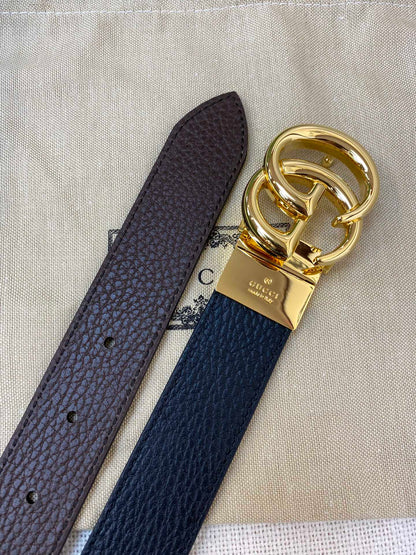 2025 Double-sided imported top-layer cowhide lychee pattern belt, black and coffee, width 3.0