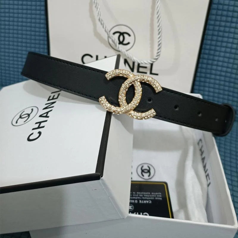 2025 2 Colors  Double C Diamond Black Leather Belt