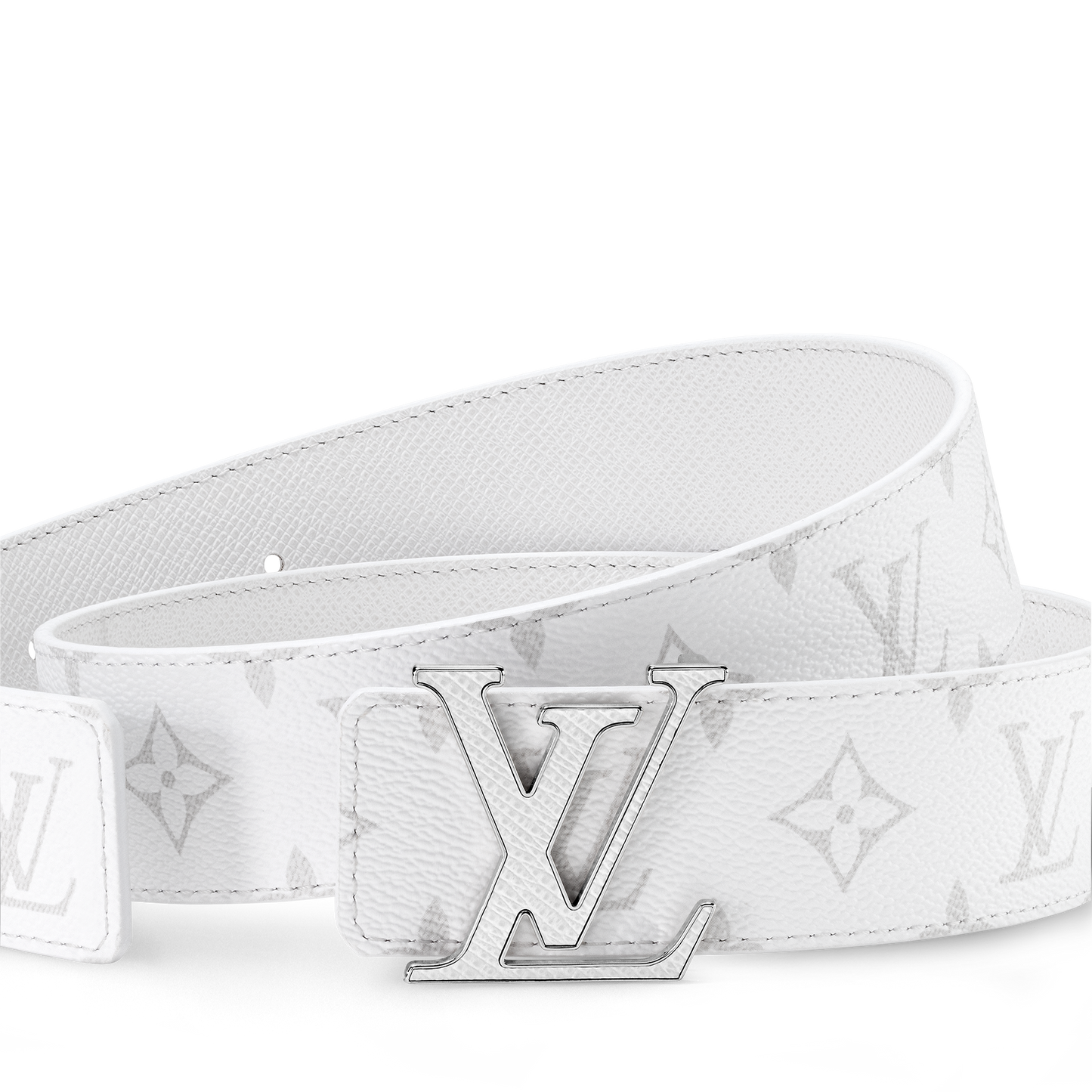 2025  Classic Silver Buckle White Plaid Men's Belt 259