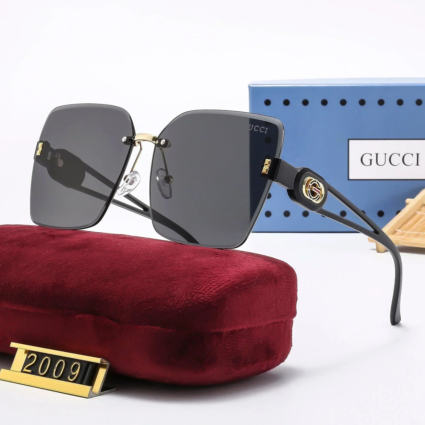 2025 Frameless cut-edge personalized retro square frame sunglasses