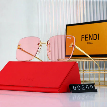 2025 Sunglasses  Large frame rimless metal sunglasses