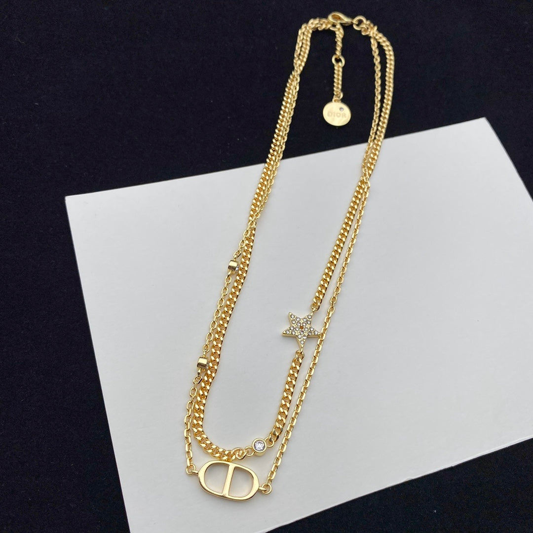 2025 Diamond Star Double Bracelet Necklace Set