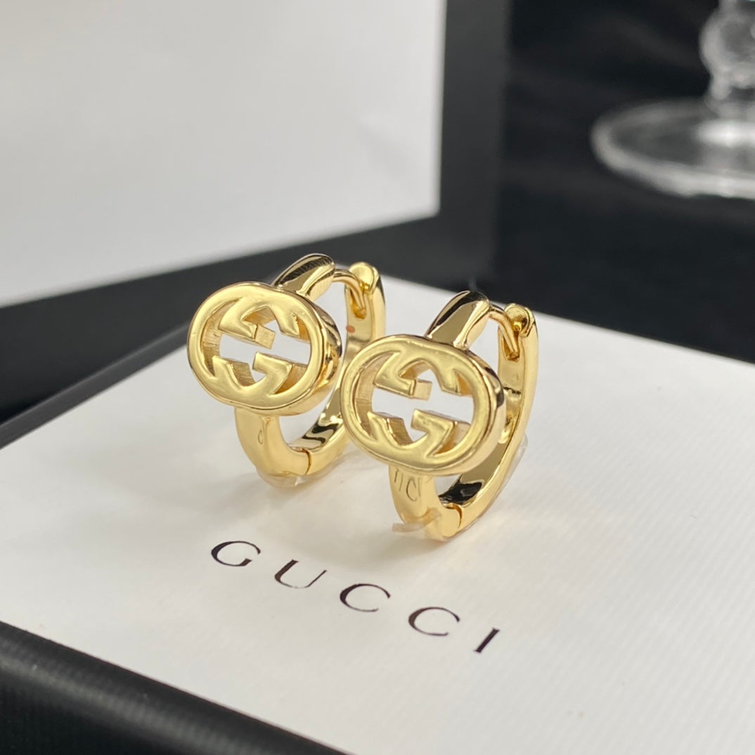 2025 Simple Gold Monogram Circle Earrings