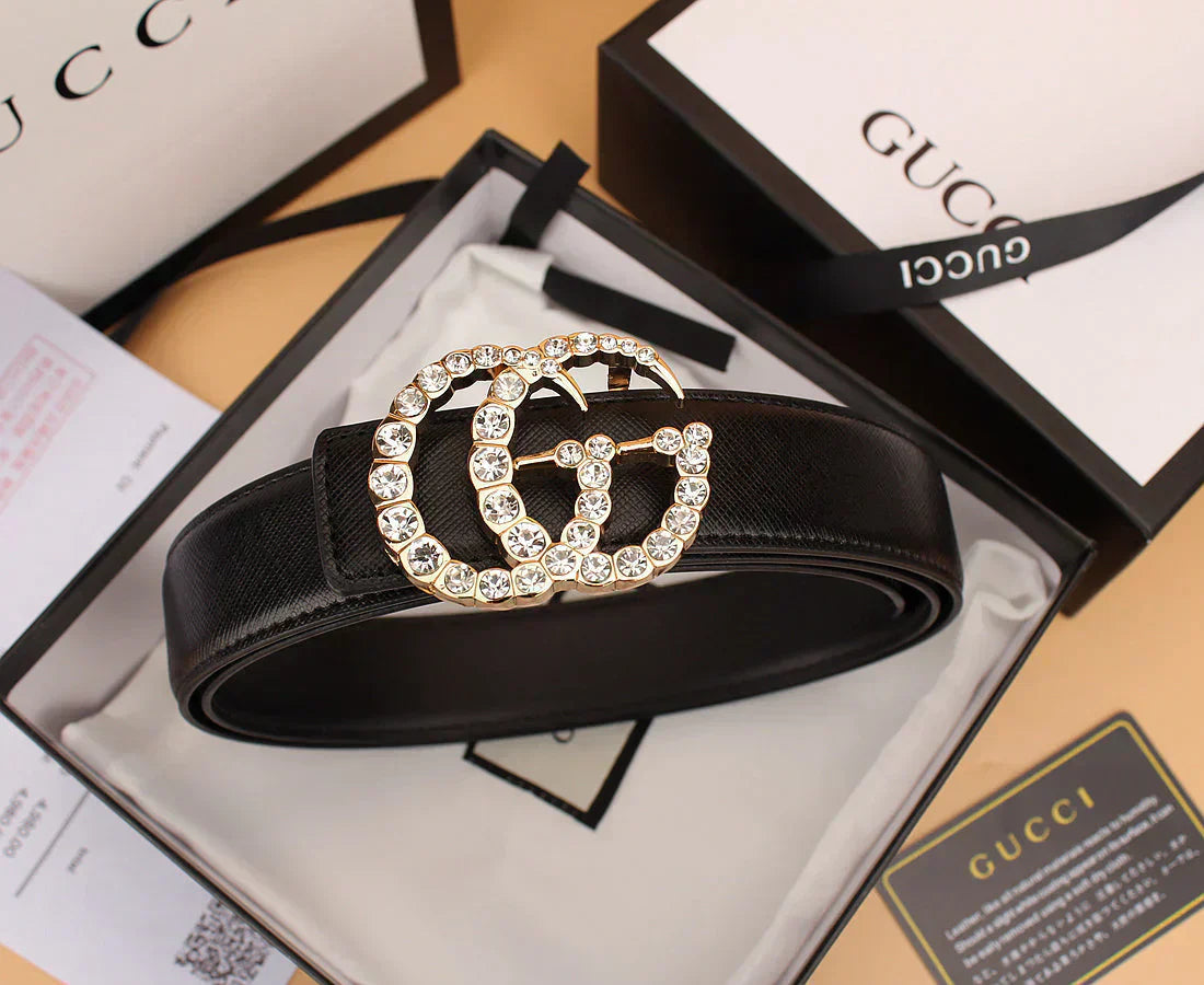 2025 2 Styles   Double G Rhinestone Belt