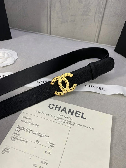 2025 Pebbled cowhide leather belt with diamond steel buckle 3cm