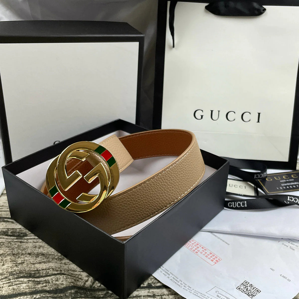 2025 4 Colors  double three-layer lychee pattern double-sided belt