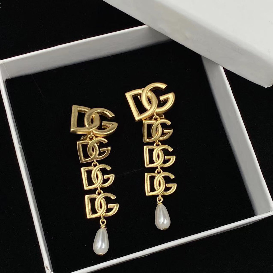 2025 Splicing Letters Pearl Drop Earrings