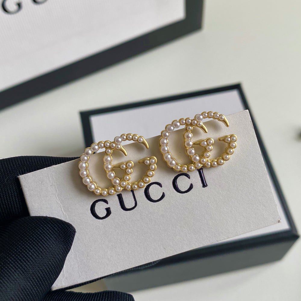 2025 Double G Pearl Stud Earrings