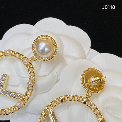 2025 Letter Pearl Earrings