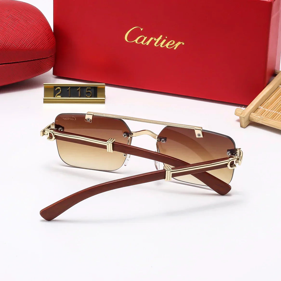 2025 Frameless leopard sunglasses 2115
